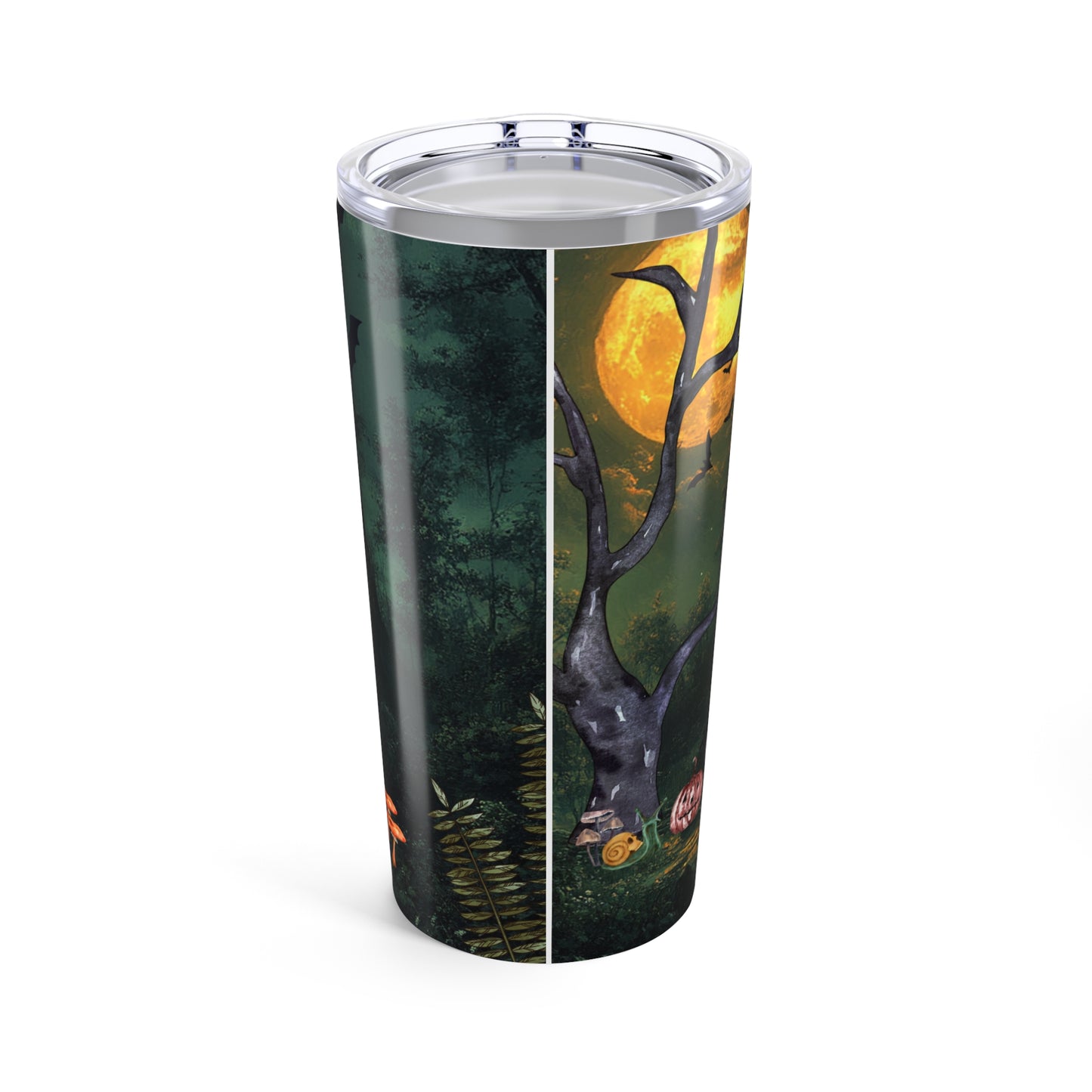 Halloween Themed 20oz Tumbler, Spooky Stainless Steel Travel Mug, Witch and Moon Design, Fall Beverage Cup, Perfect for Autumn Celebrations