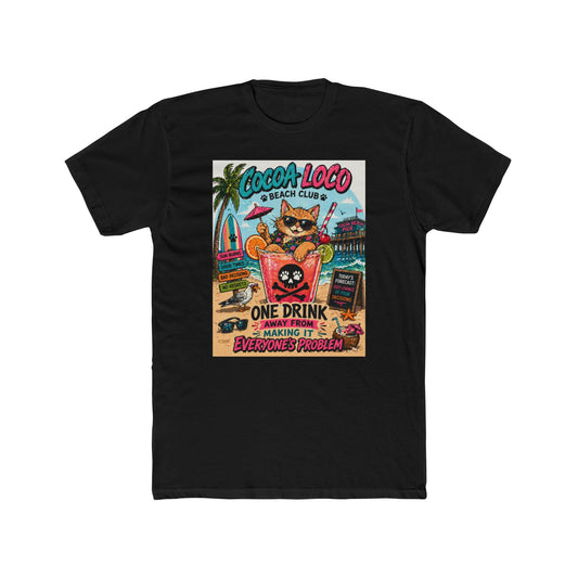 Cocoa Loco Beach Club T‑Shirt — Retro Cat Cocktail Graphic Tee