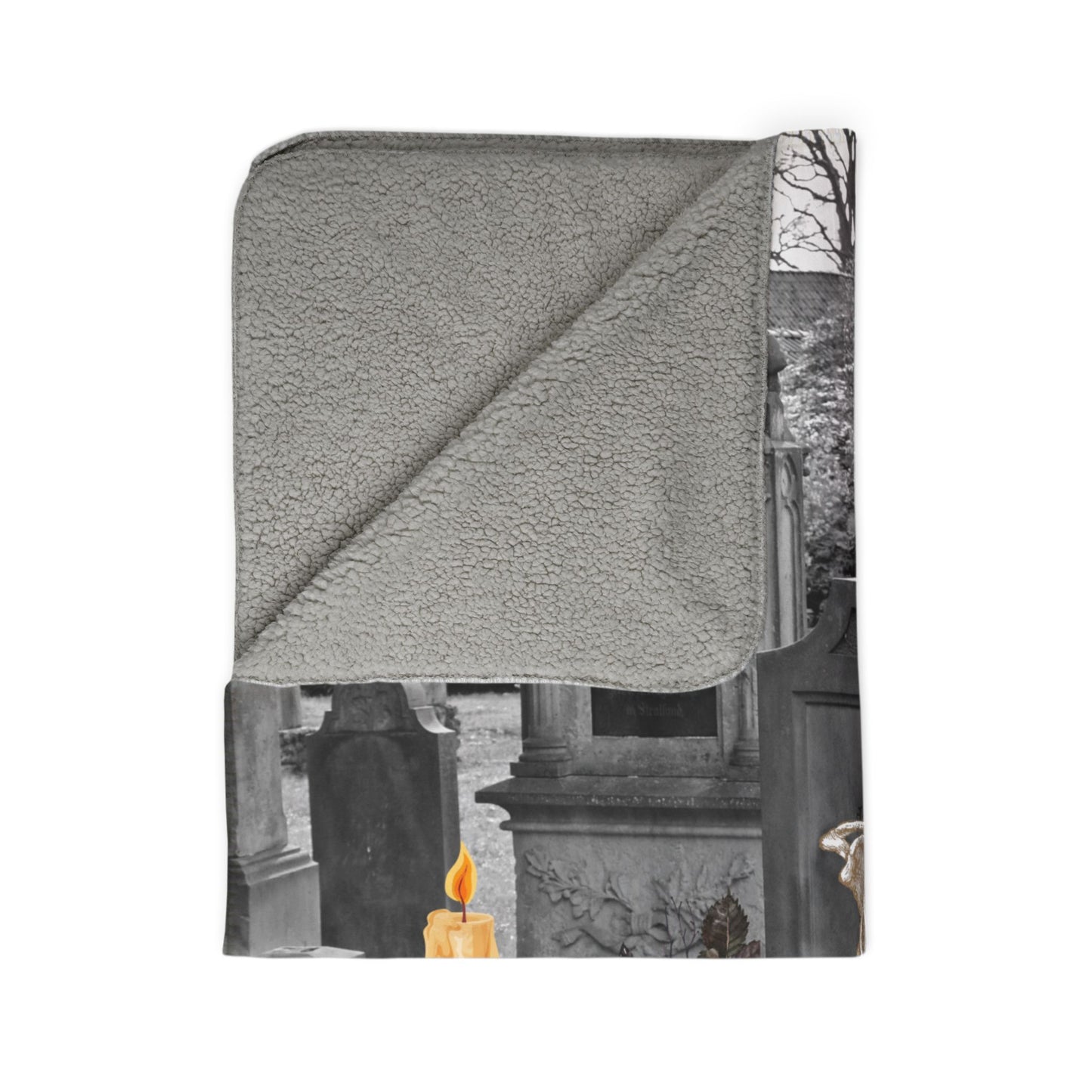 Spooky Floral Fleece Sherpa Blanket