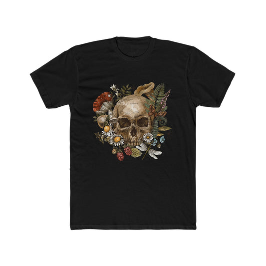Floral Skull Crew Tee — Vintage Botanical Skull T‑Shirt