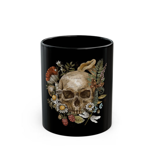 Bohemian Skull Floral Mug - Perfect Gift for Halloween, Coffee Lovers, Home Decor, Unique Tea Cup, Artisanal Drinkware