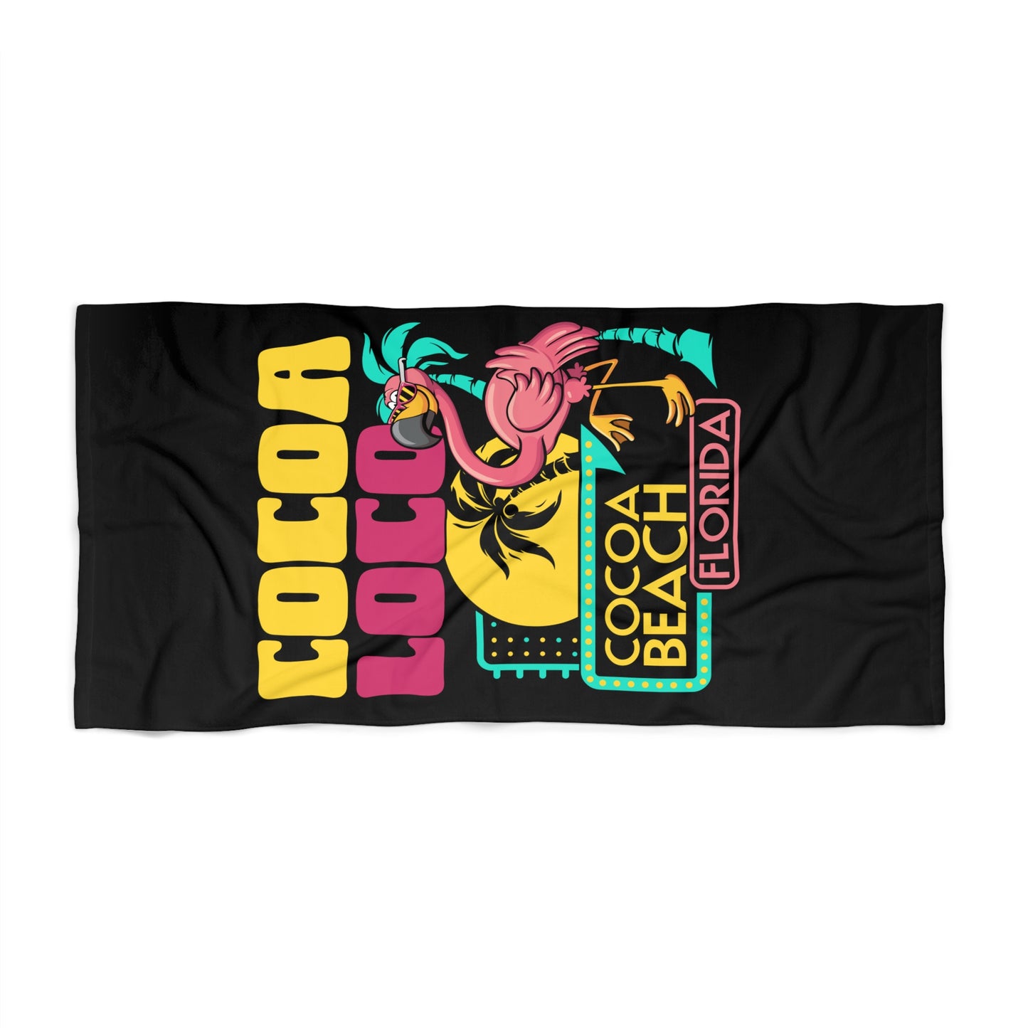 Colorful Cocoa Loco Beach Towel- Cocoa Loco Flamingo